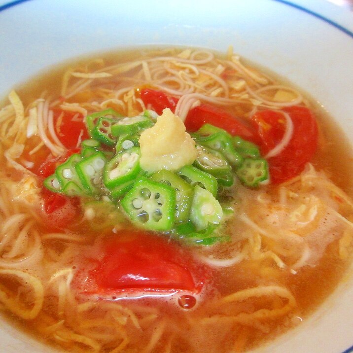 オクラとトマトのにゅうめん